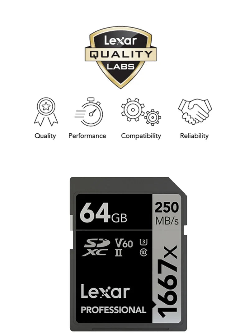 Lexar 1667x 64GB PRO SDXC SD Card V60