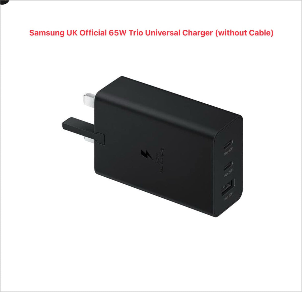 Samsung 65W Trio Super Fast Charging Wall Charger – USB-C PD