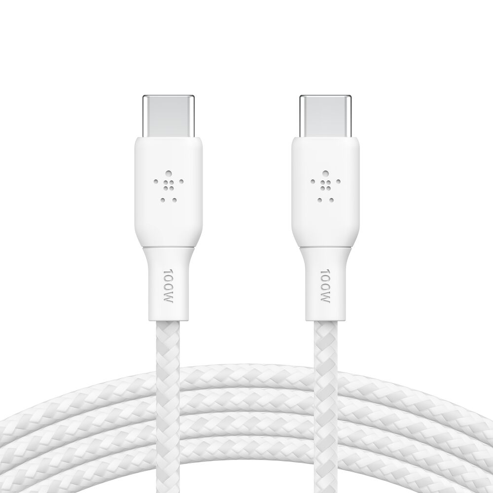 Belkin BoostCharge Braided USB-C to USB-C Cable 100W – 1m White