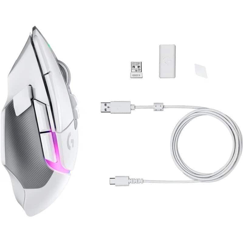 Logitech G502 X PLUS LIGHTSPEED Wireless RGB Gaming Mouse – White