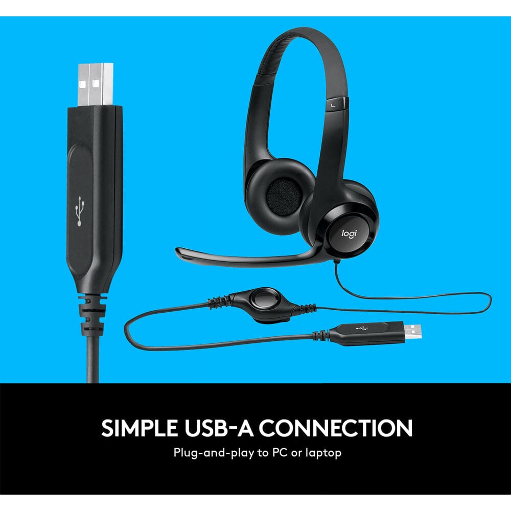 Logitech H390 USB Headset with Noise-Cancelling Mic (Black)