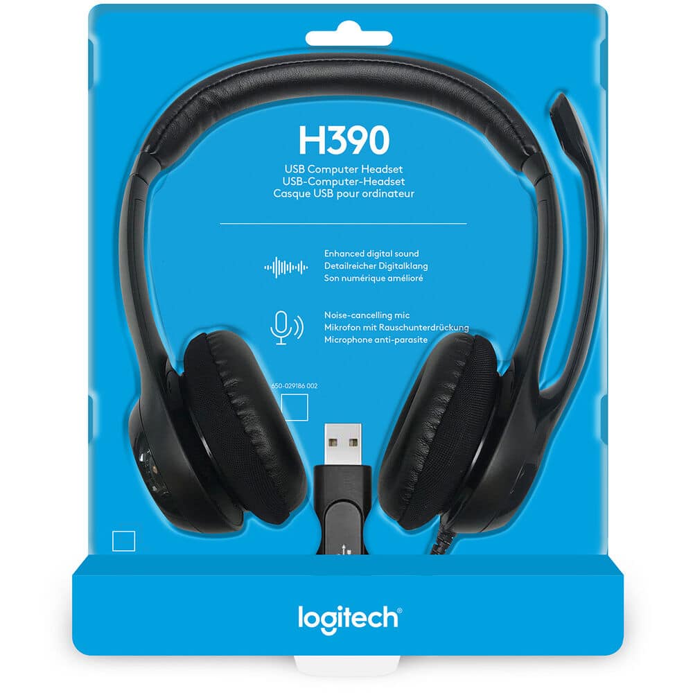Logitech H390 USB Headset with Noise-Cancelling Mic (Black)