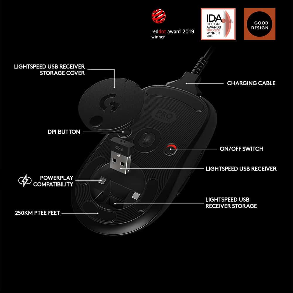 Logitech G PRO Wireless Gaming Mouse – HERO 25K – Black