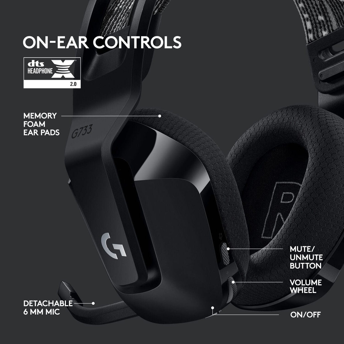 Logitech G733 Wireless Gaming Headset LIGHTSPEED – Black