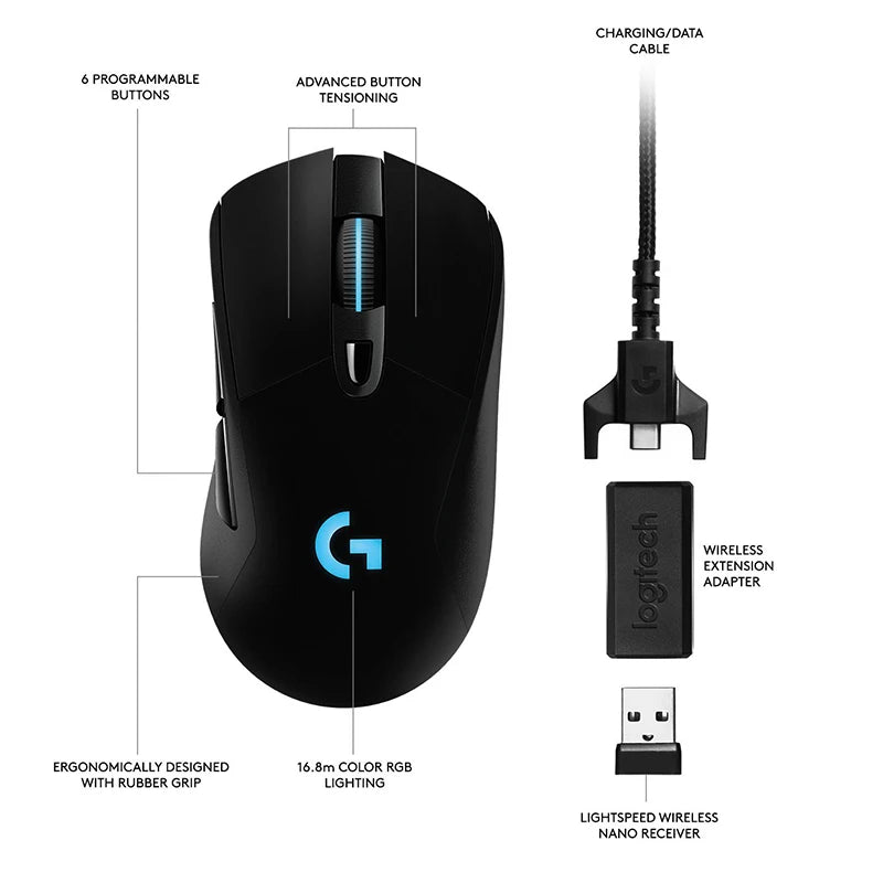 Logitech G703 LIGHTSPEED Wireless Gaming Mouse – Black