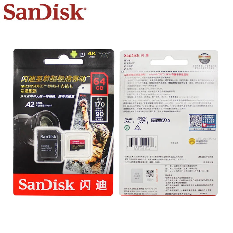 SanDisk Extreme Pro 64GB microSDXC Memory Card with SD Adapter