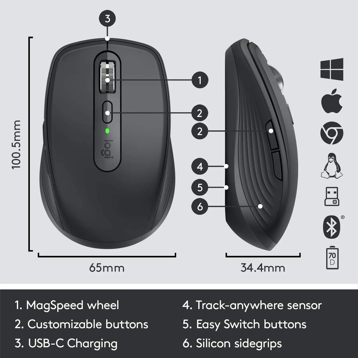 Logitech MX Anywhere 3 Wireless Mouse – Black
