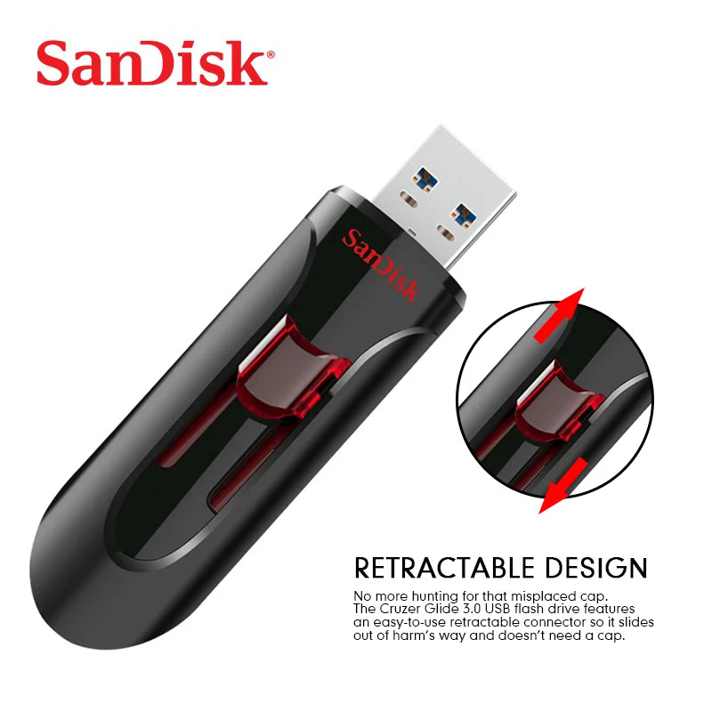 SanDisk CZ600 128GB USB 3.0 Flash Drive – Ultra-Fast Retractable Stick