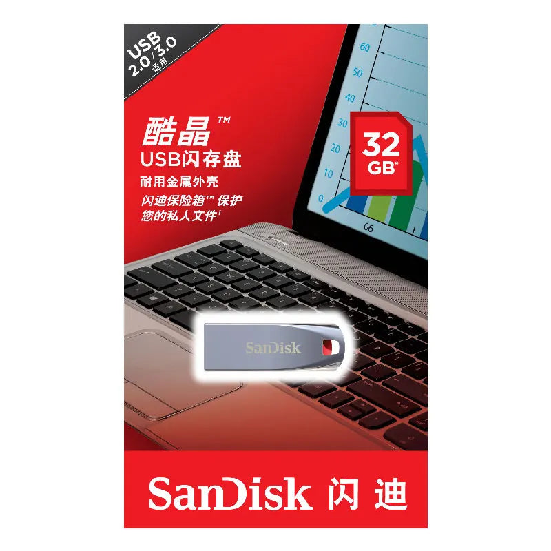 SanDisk CZ71 64GB USB 2.0 Flash Drive – Metal Pendrive Memory Stick 