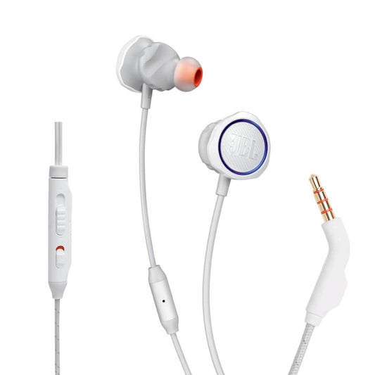 JBL Quantum 50 Wired Gaming Headset – 3.5mm In-Ear Headphones with Mic (White)