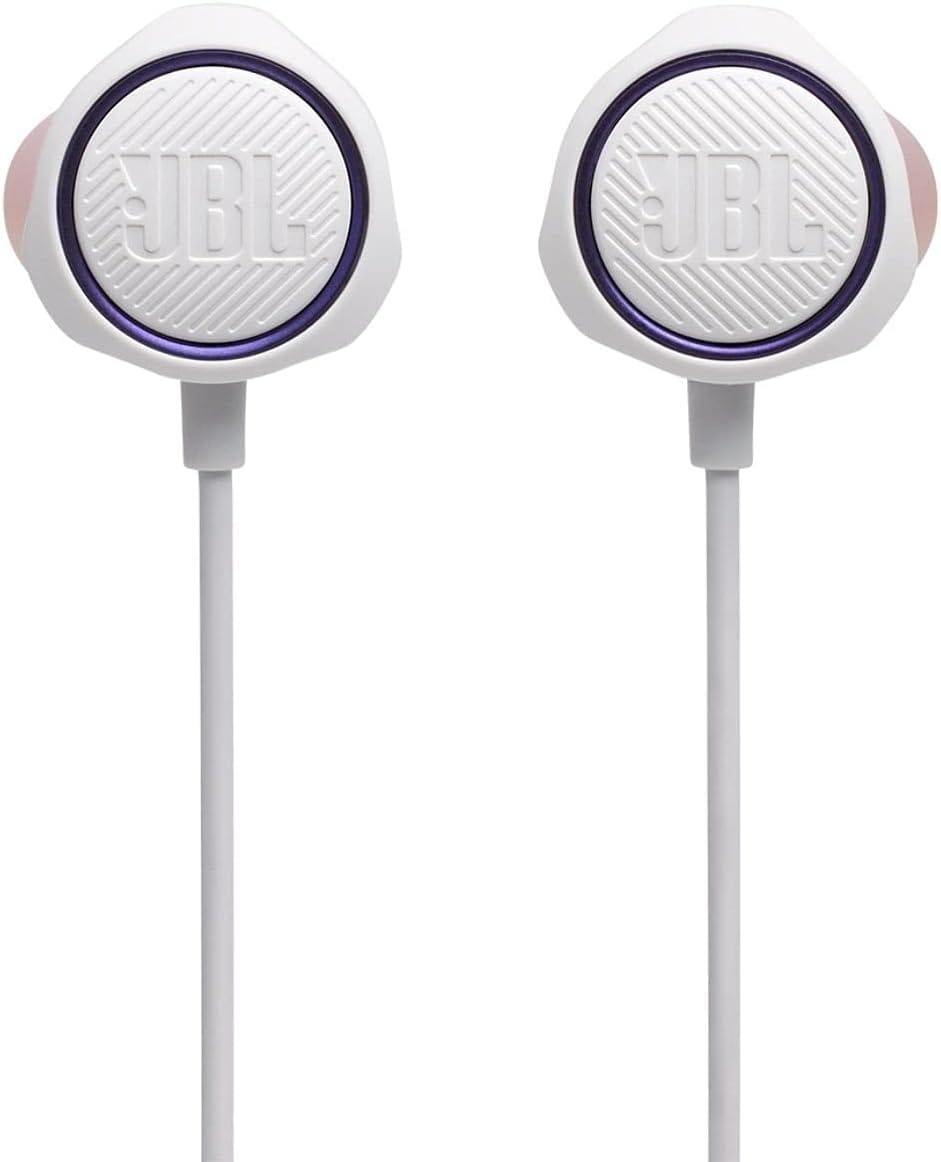 JBL Quantum 50 Wired Gaming Headset – 3.5mm In-Ear Headphones with Mic (White)