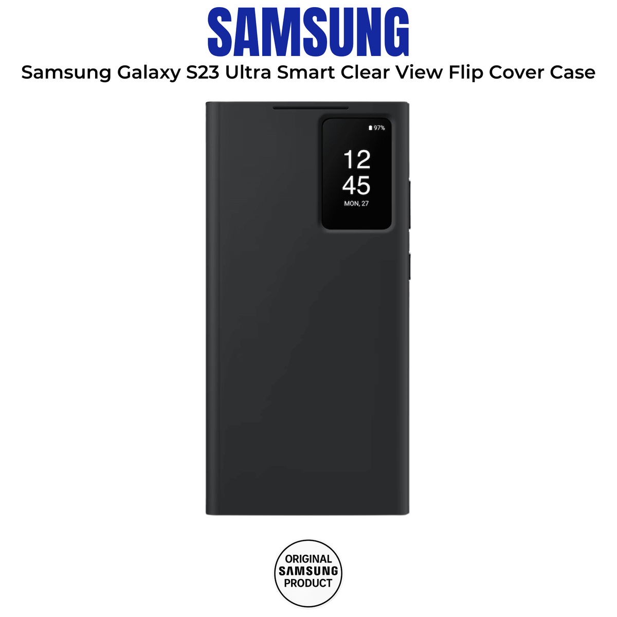 Official Samsung Galaxy S23 Ultra Smart View Flip Case Wallet Cover – Black
