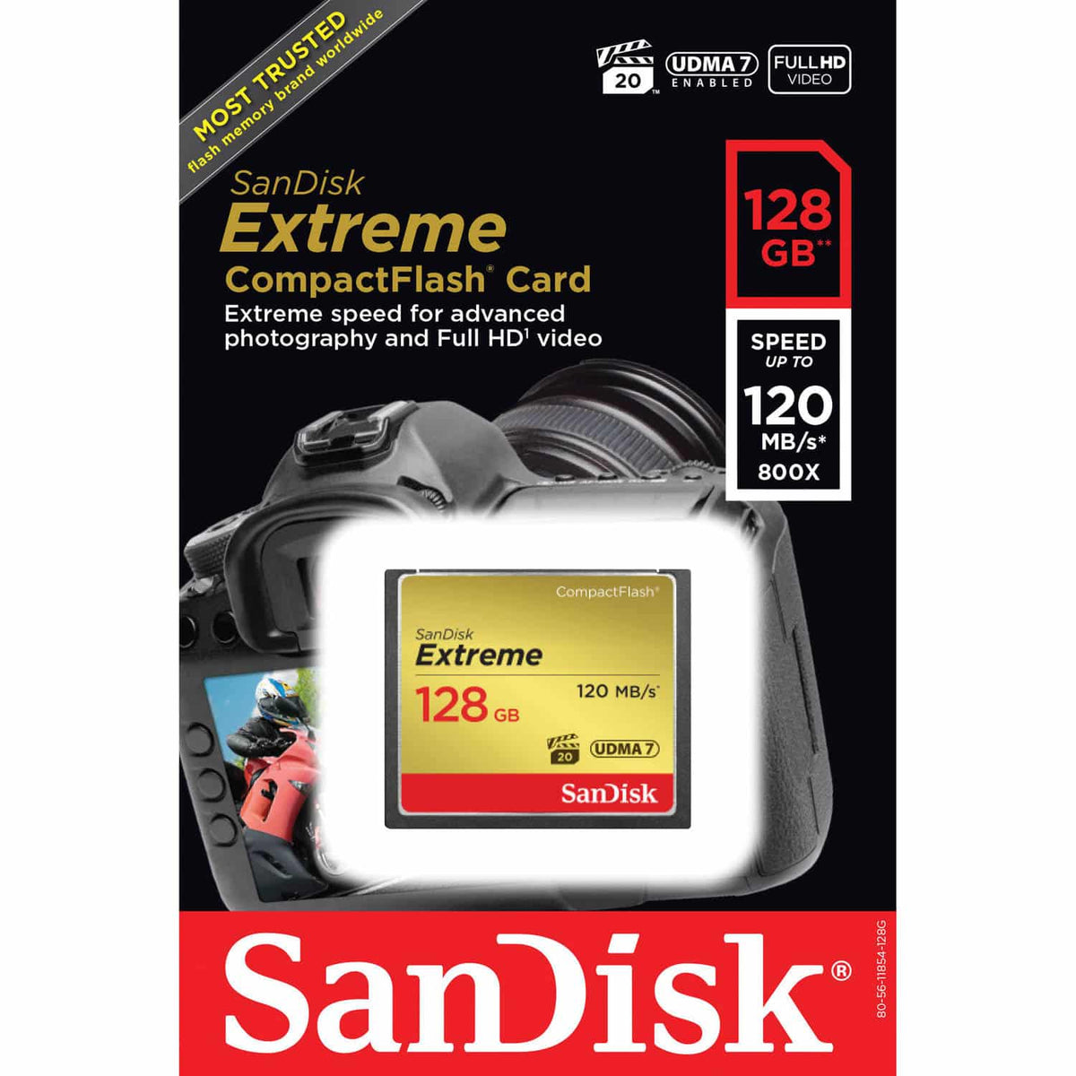 SanDisk Extreme 128GB UDMA7 CompactFlash Card (Black/Gold)