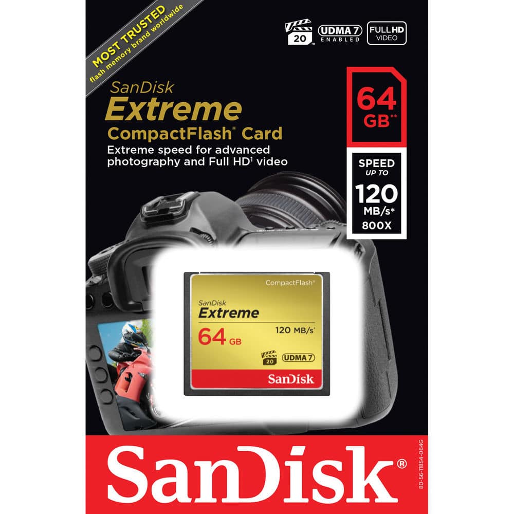 SanDisk Extreme 64GB UDMA7 CompactFlash Card (Black/Gold)
