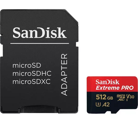 SanDisk Extreme PRO 512GB microSDXC Memory Card – SD Adapter Included