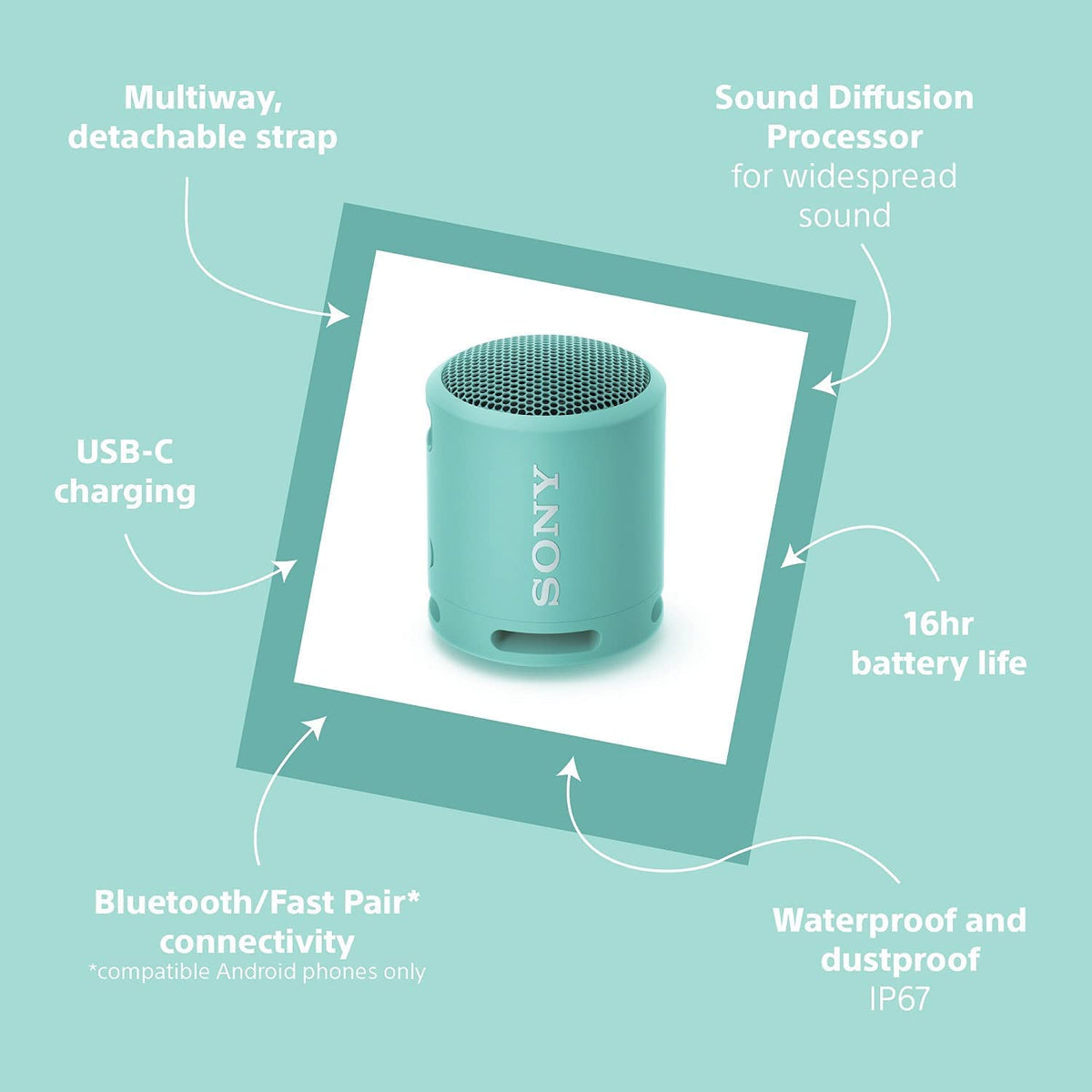 Sony SRS-XB13 Bluetooth Portable Speaker Powder Blue